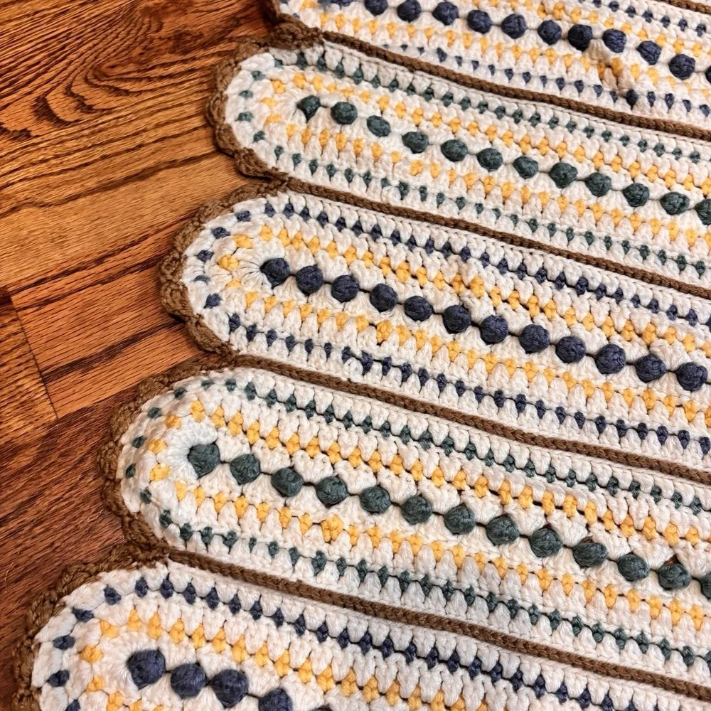 Vintage Handmade Crochet‎ Afghan Throw Blanket 41x36 Popcorn Stitch Boho